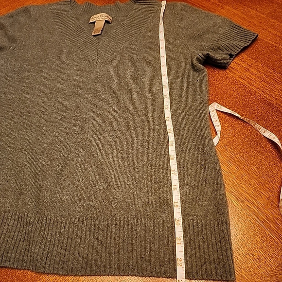 Marisa Christina Women's Cashmere Short Sleeve 2 Ply Sweater Green Size Large A1 - Picture 4 of 5